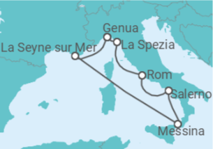 Reiseroute der Kreuzfahrt  Italien, Frankreich - Costa Kreuzfahrten