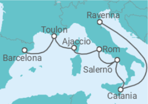 Reiseroute der Kreuzfahrt  Frankreich, Italien - mit flug - Royal Caribbean