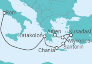 Reiseroute der Kreuzfahrt  Griechenland, Türkei - mit flug - Royal Caribbean