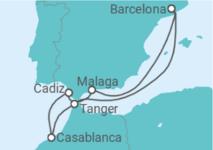 Reiseroute der Kreuzfahrt  Marokko, Spanien - mit flug - Royal Caribbean