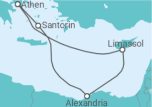 Reiseroute der Kreuzfahrt  Zypern, Ägypten, Griechenland - mit flug - Royal Caribbean