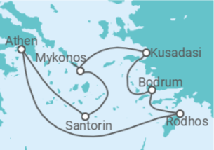 Reiseroute der Kreuzfahrt  Griechenland, Türkei - mit flug - Royal Caribbean