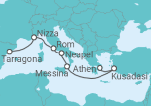 Reiseroute der Kreuzfahrt  Spanien, Frankreich, Italien, Türkei - Celestyal Cruises
