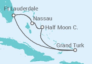 Reiseroute der Kreuzfahrt  Bahamas - Holland America Line