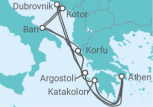Reiseroute der Kreuzfahrt  Griechenland, Kroatien, Montenegro, Italien - Celestyal Cruises