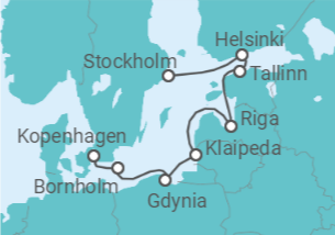 Reiseroute der Kreuzfahrt  Copenhagen to Stockholm - Silversea