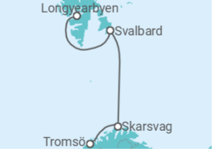 Reiseroute der Kreuzfahrt  Longyearbyen to Tromsø - Silversea