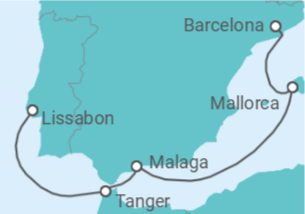 Reiseroute der Kreuzfahrt  Marokko, Spanien - MSC Cruises