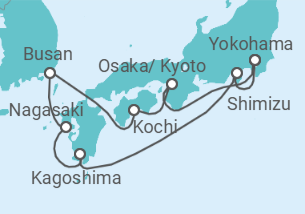 Reiseroute der Kreuzfahrt  Japan, Südkorea - Celebrity Cruises