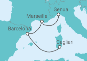Reiseroute der Kreuzfahrt  Frankreich, Spanien - Costa Kreuzfahrten