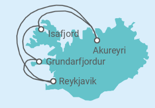 Reiseroute der Kreuzfahrt  Island - Celebrity Cruises