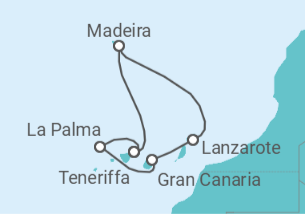 Reiseroute der Kreuzfahrt  Kanaren - Costa Kreuzfahrten