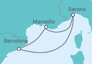 Reiseroute der Kreuzfahrt  Italien, Spanien - Costa Kreuzfahrten