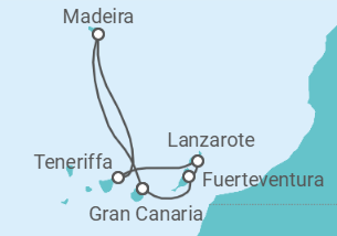Reiseroute der Kreuzfahrt  Kanaren - Costa Kreuzfahrten