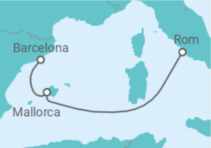 Reiseroute der Kreuzfahrt  Spanien - MSC Cruises