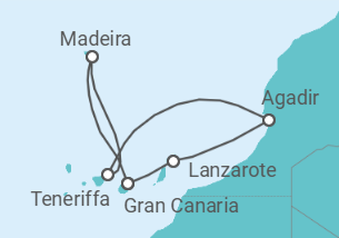 Reiseroute der Kreuzfahrt  Kanaren - Costa Kreuzfahrten
