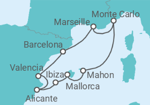 Reiseroute der Kreuzfahrt  Barcelona to Barcelona - Silversea