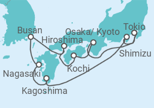 Reiseroute der Kreuzfahrt  Japan, Südkorea - Celebrity Cruises