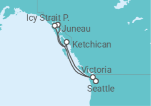 Reiseroute der Kreuzfahrt  Alaska - NCL Norwegian Cruise Line