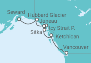 Reiseroute der Kreuzfahrt  Alaska - Celebrity Cruises