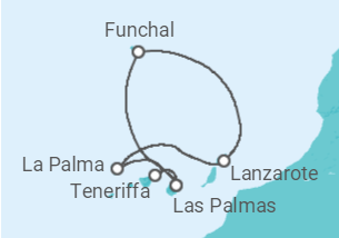 Reiseroute der Kreuzfahrt  Kanaren & Madeira mit La Palma - AIDA
