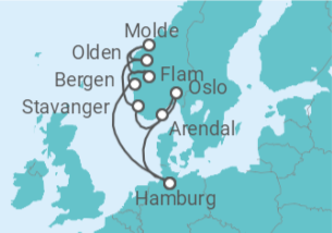 Reiseroute der Kreuzfahrt  Die schönsten Seiten Norwegens

- Hapag-Lloyd Cruises