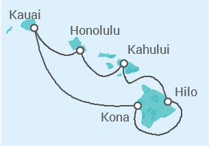 Reiseroute der Kreuzfahrt  Inselparadies Hawaii - NCL Norwegian Cruise Line
