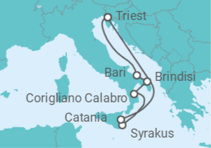 Reiseroute der Kreuzfahrt  Das Beste von Italien - Costa Kreuzfahrten