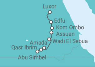 Reiseroute der Kreuzfahrt  Kairo • Abu Simbel • Assuan • Luxor - mit Flug - Nicko Cruises