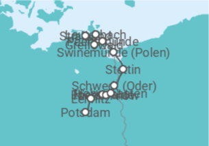 Reiseroute der Kreuzfahrt  Potsdam • Ostseeinseln • Stralsund - Nicko Cruises