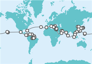 Reiseroute der Kreuzfahrt  Weltreise - Holland America Line