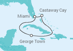 Reiseroute der Kreuzfahrt  Kaimaninseln - Disney Cruise Line