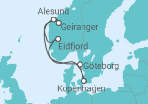 Reiseroute der Kreuzfahrt  Norwegen - Holland America Line