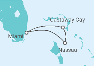 Reiseroute der Kreuzfahrt  USA - Disney Cruise Line