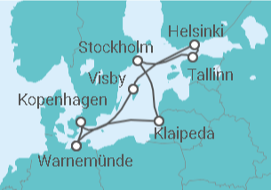 Reiseroute der Kreuzfahrt  Ostsee mit Visby & Stockholm - Mein Schiff