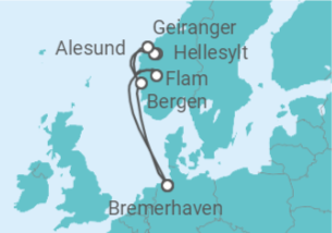 Reiseroute der Kreuzfahrt  7 Nächte - Norwegen mit Geirangerfjord - Mein Schiff
