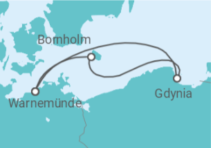 Reiseroute der Kreuzfahrt  4 Nächte - Ostsee mit Bornholm - Mein Schiff