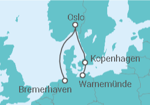 Reiseroute der Kreuzfahrt  Kurzreise mit Oslo & Kopenhagen III - Mein Schiff