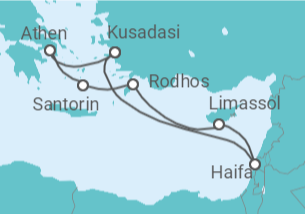 Reiseroute der Kreuzfahrt  Türkei,  Zypern, Griechenland All-Inclusive Easy - MSC Cruises