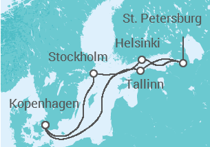 Reiseroute der Kreuzfahrt  Estland, Russland, Finnland, Schweden - Disney Cruise Line