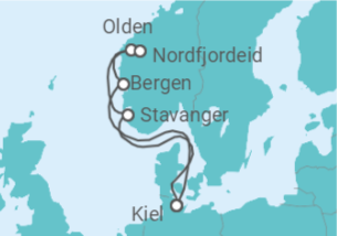 Reiseroute der Kreuzfahrt  Norwegische Fjorde 2023 - MSC Cruises