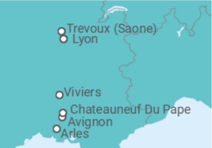 Reiseroute der Kreuzfahrt  Lyon • Chalon • Arles • Lyon - Nicko Cruises