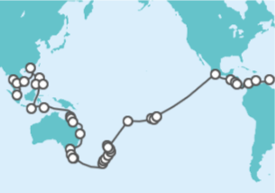 Reiseroute der Kreuzfahrt  Nicko Cruises Weltreise Teilstrecke Asien 2023  - Nicko Cruises