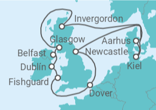 Reiseroute der Kreuzfahrt  Großbritannien & Irland 2 - AIDA