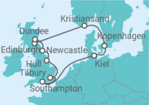 Reiseroute der Kreuzfahrt  Großbritannien - Nicko Cruises