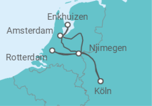 Reiseroute der Kreuzfahrt  Köln • Amsterdam • Rotterdam • Köln
- Nicko Cruises