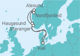 Reiseroute der Kreuzfahrt  Norwegen ab Kiel - AIDA