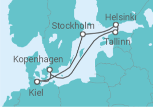Reiseroute der Kreuzfahrt  Dänemark, Estland, Finnland, Schweden - MSC Cruises