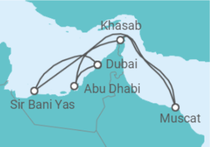 Reiseroute der Kreuzfahrt  Dubai mit Oman & Sir Bani Yas I - Mein Schiff