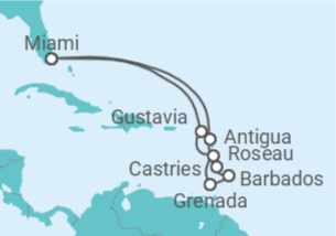 Reiseroute der Kreuzfahrt  Antigua Und Barbuda, St. Lucia, Barbados, Guadeloupe - Oceania Cruises